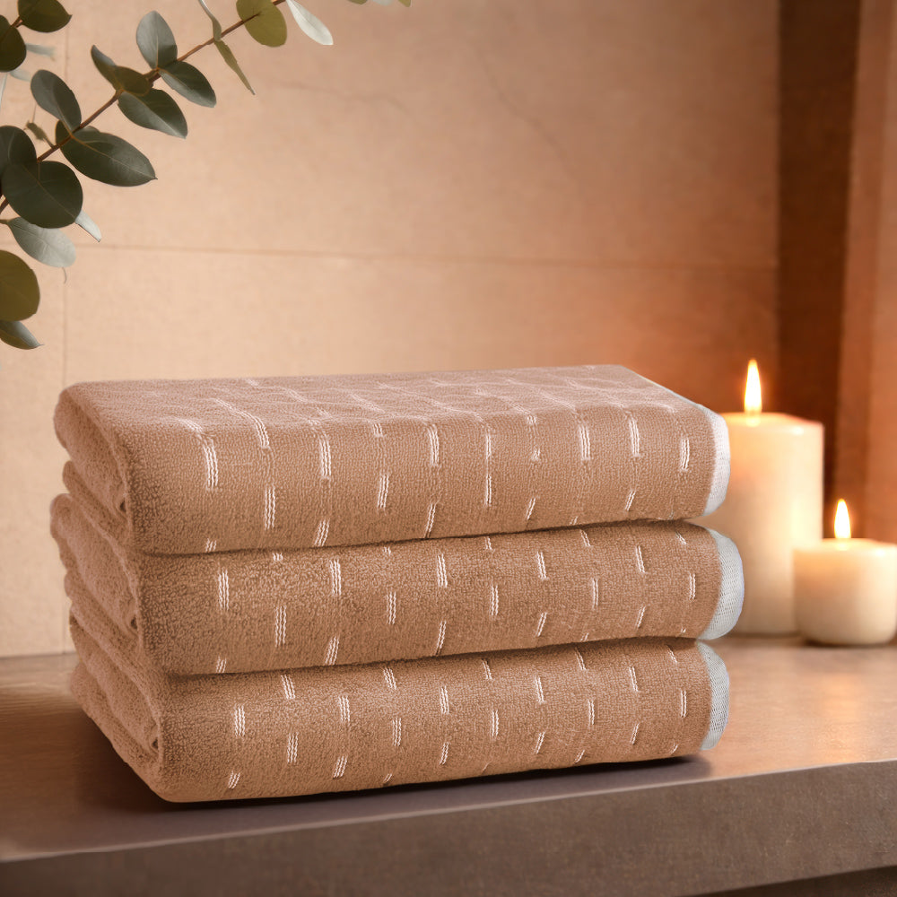 Airsoft 100% Cotton Bath Towel, 450 GSM, Solid, Light Brown