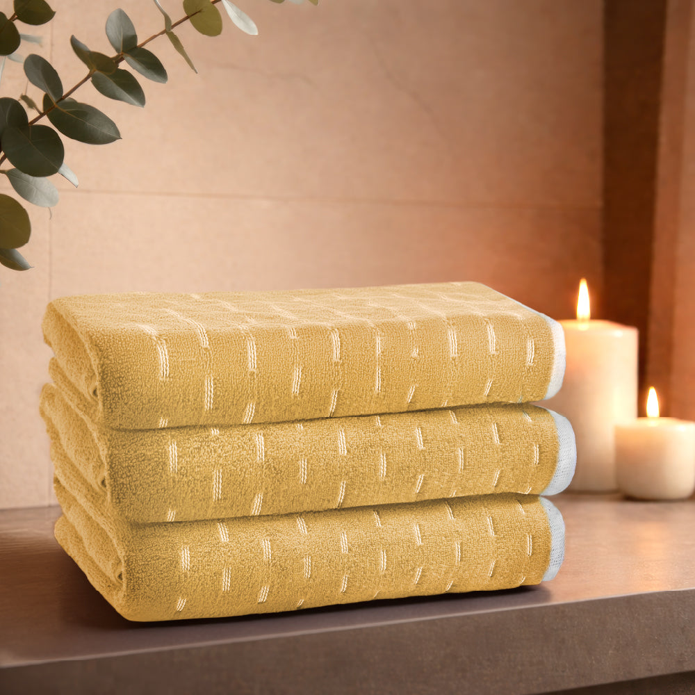 Airsoft 100% Cotton Bath Towel, 450 GSM, Solid, Yellow
