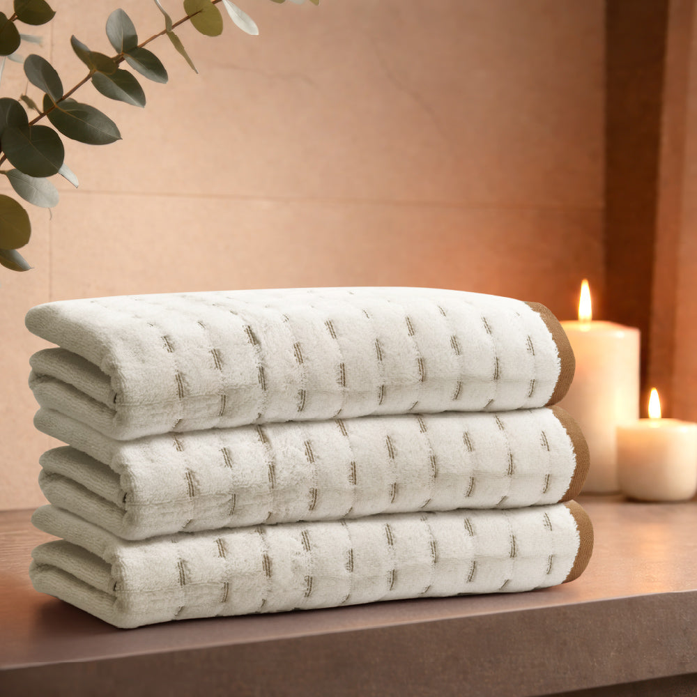 Airsoft 100% Cotton Bath Towel, 450 GSM, Solid, Beige