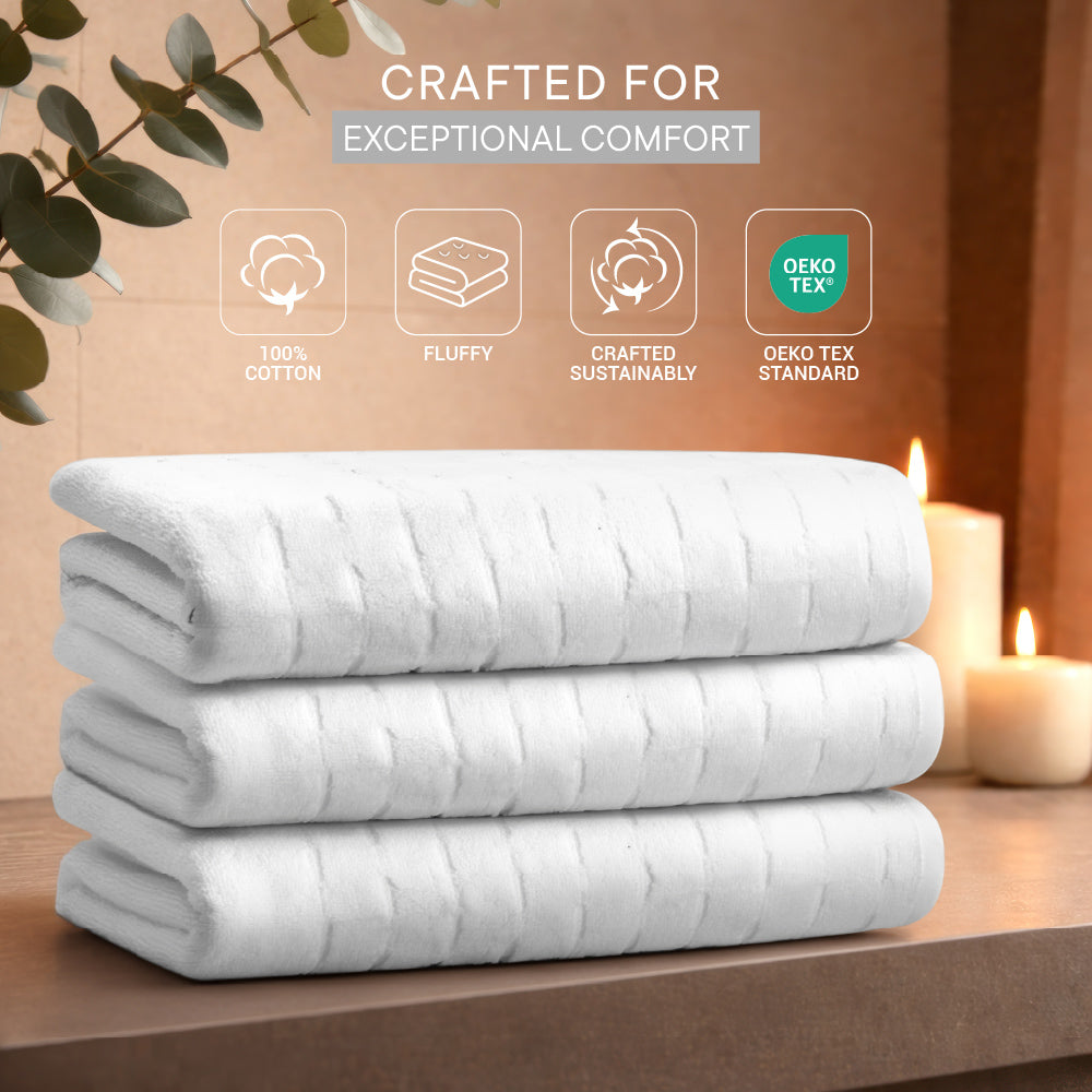 Airsoft 100% Cotton Bath Towel, 450 GSM, Solid, White