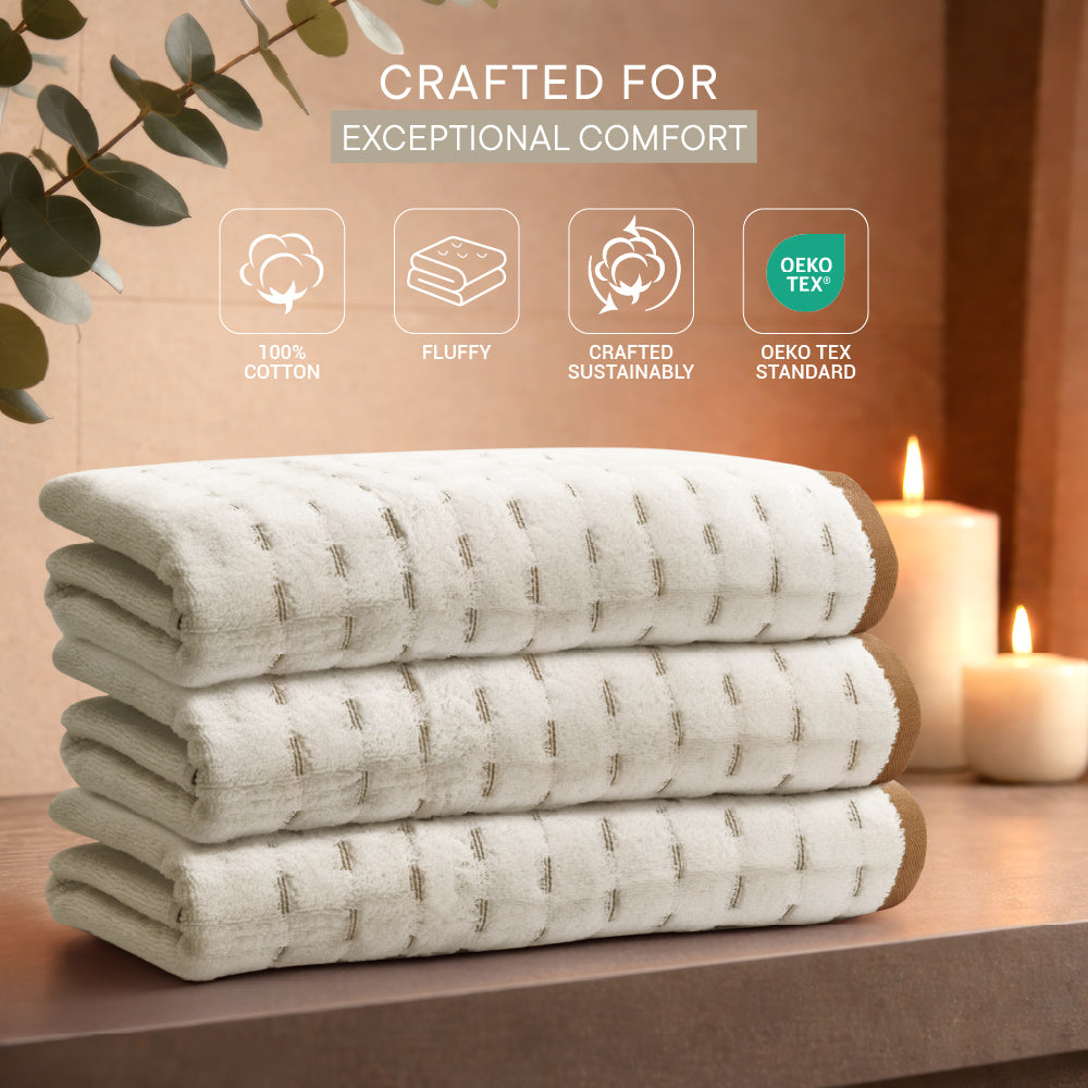 Airsoft 100% Cotton Bath Towel, 450 GSM, Solid, Beige