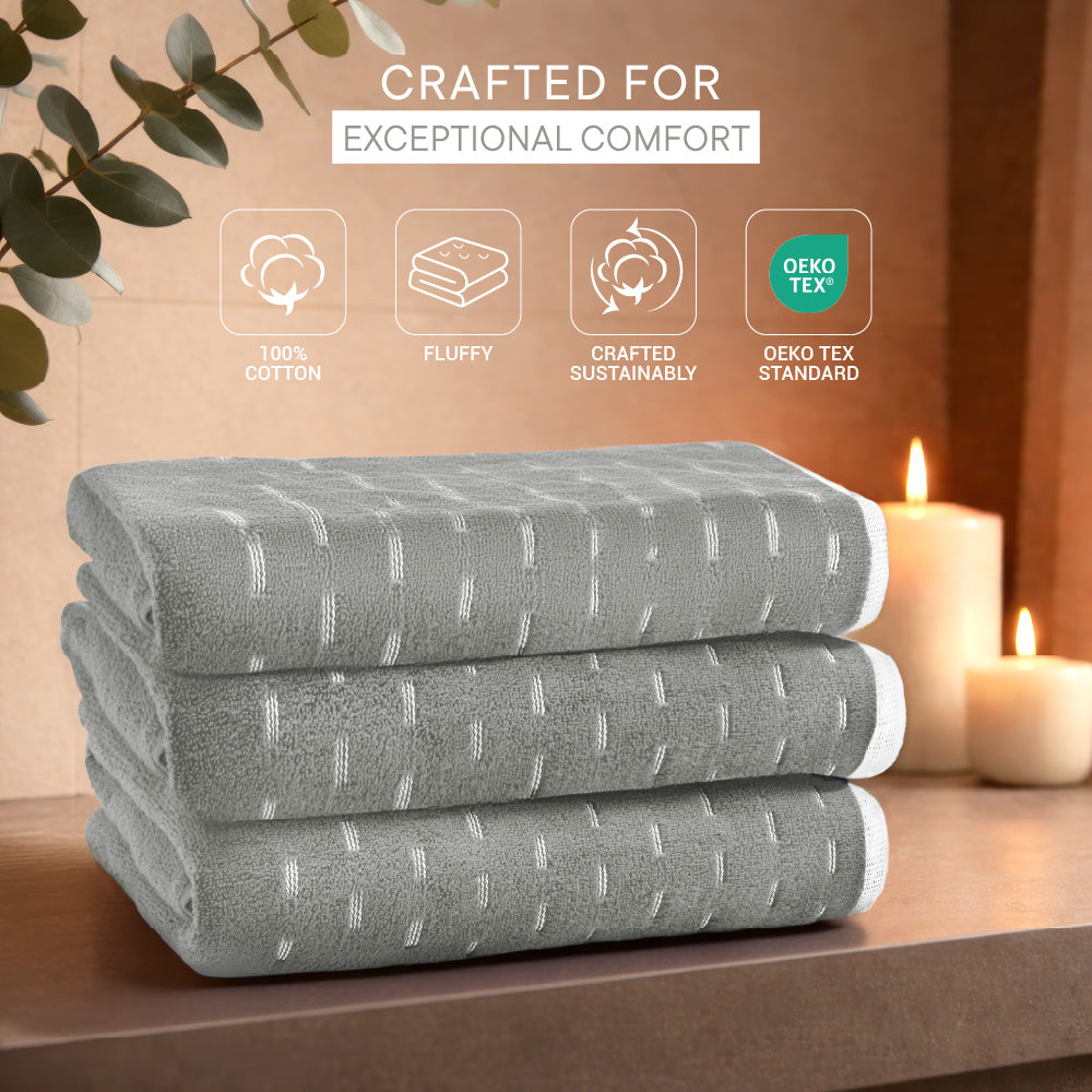 Airsoft 100% Cotton Bath Towel, 450 GSM, Solid, Grey