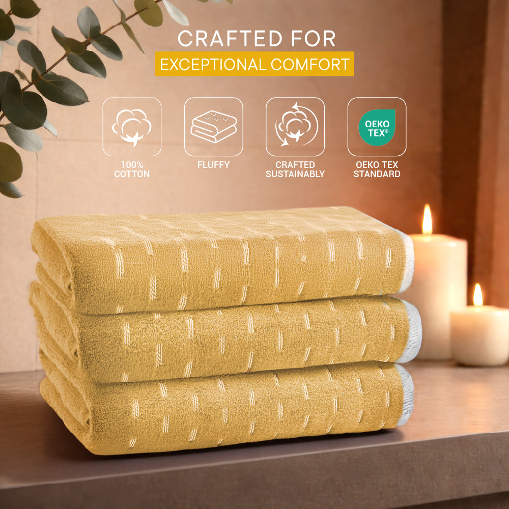 Airsoft 100% Cotton Bath Towel, 450 GSM, Solid, Yellow
