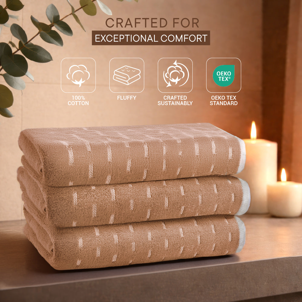 Airsoft 100% Cotton Bath Towel, 450 GSM, Solid, Light Brown