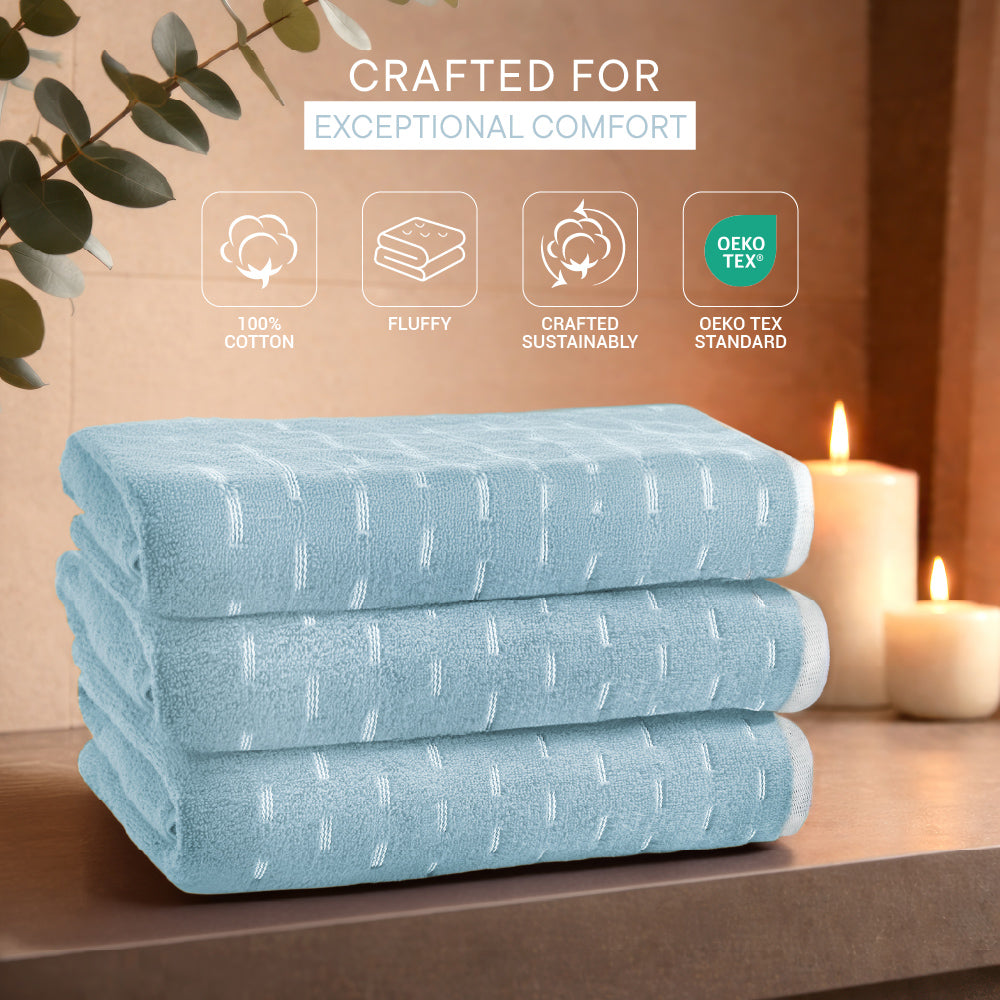Airsoft 100% Cotton Bath Towel, 450 GSM, Solid, Light Blue