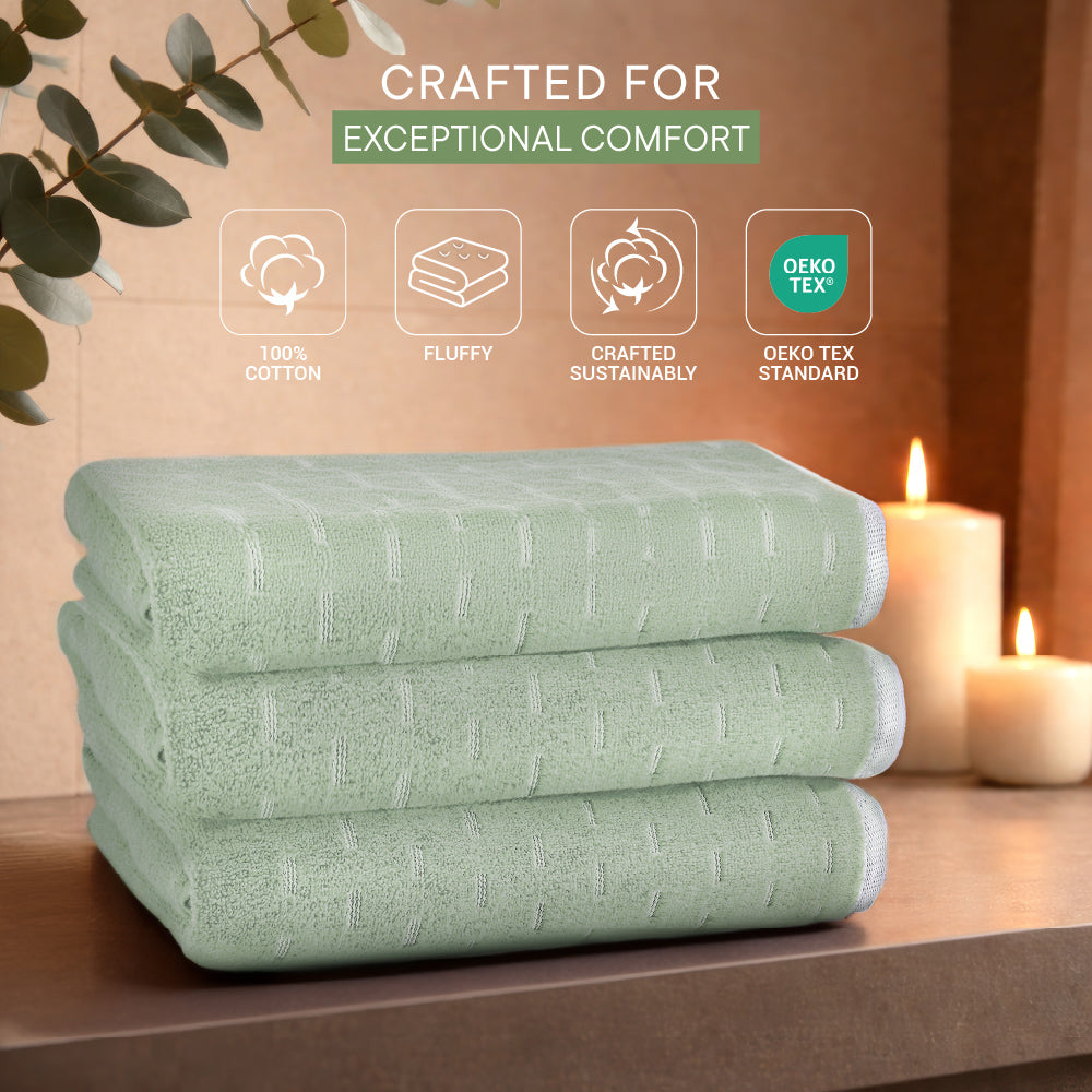 Airsoft 100% Cotton Bath Towel, 450 GSM, Solid, Light Green