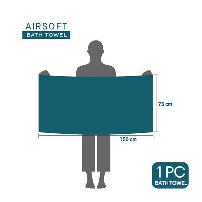 Airsoft 100% Cotton Bath Towel, 450 GSM, Solid, Dark Teal