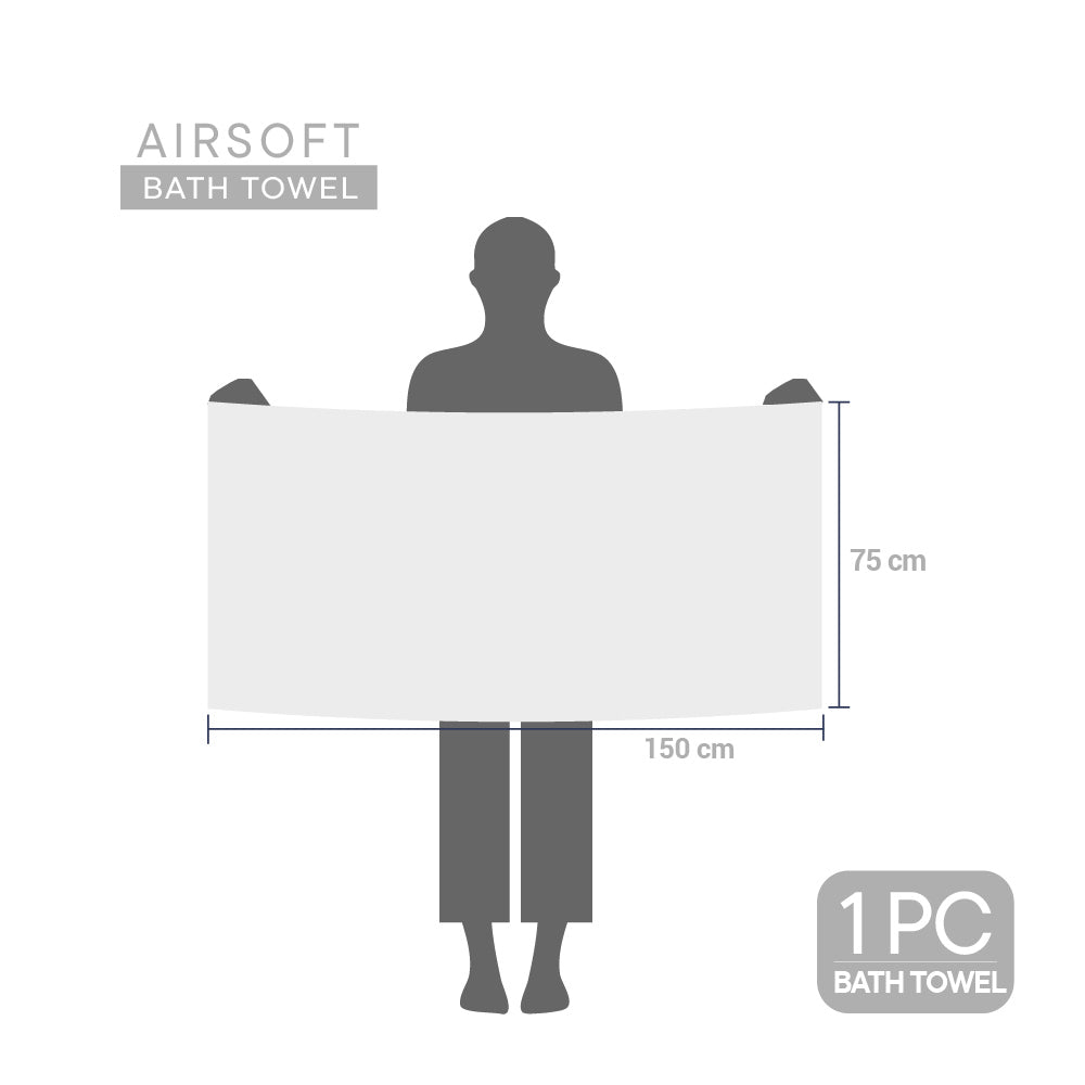 Airsoft 100% Cotton Bath Towel, 450 GSM, Solid, White
