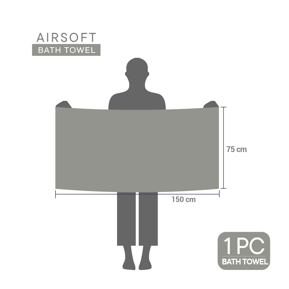 Airsoft 100% Cotton Bath Towel, 450 GSM, Solid, Grey
