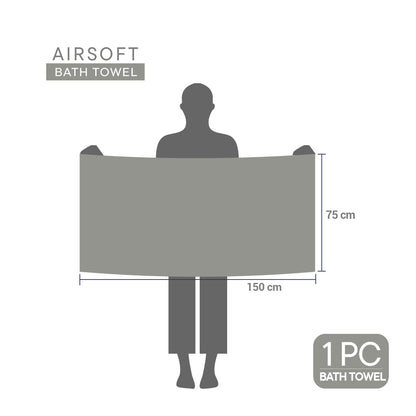 Airsoft 100% Cotton Bath Towel, 450 GSM, Solid, Grey