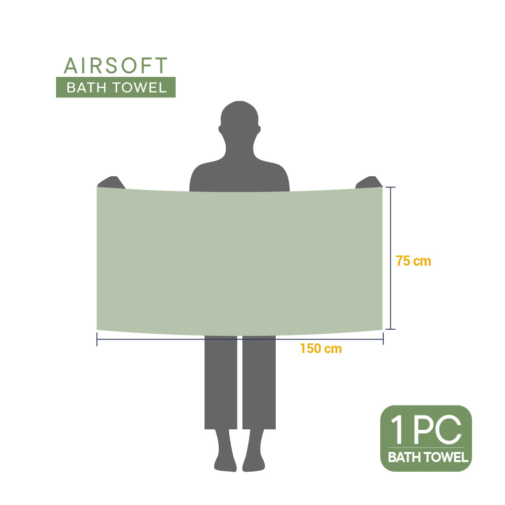 Airsoft 100% Cotton Bath Towel, 450 GSM, Solid, Light Green