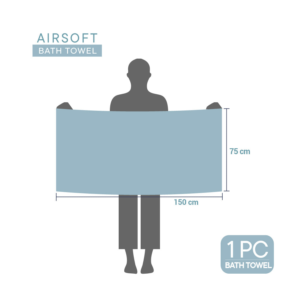 Airsoft 100% Cotton Bath Towel, 450 GSM, Solid, Light Blue
