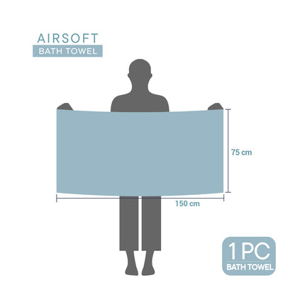 Airsoft 100% Cotton Bath Towel, 450 GSM, Solid, Light Blue