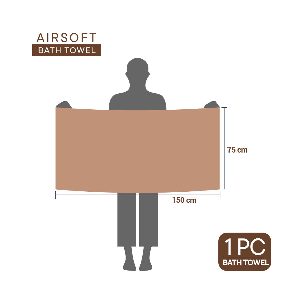 Airsoft 100% Cotton Bath Towel, 450 GSM, Solid, Light Brown
