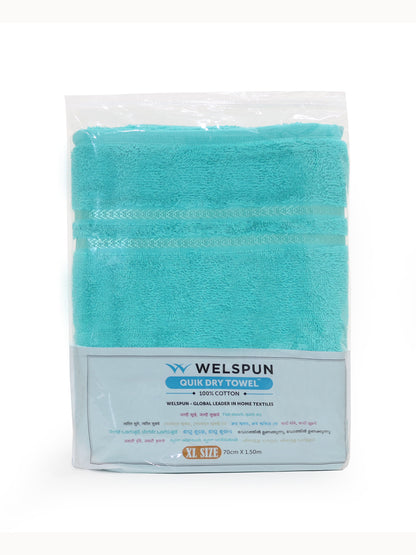 Solid Sea Green 100% Cotton Quick Absorbent Bath Towel - Quik Dry By Welspun