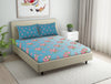 Ornate Teal-Light Blue 100% Cotton Double Bedsheet - Seasons Best Premium By Core By Spaces