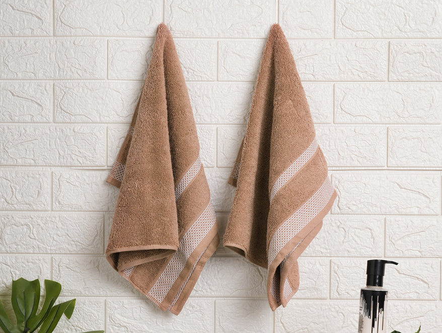 Chocolate - Dark Brown 2 Piece 100% Cotton Hand Towel - Hygro By Spaces