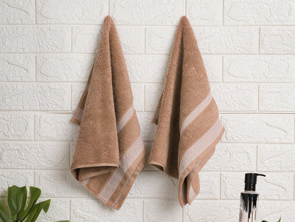 Chocolate - Dark Brown 2 Piece 100% Cotton Hand Towel - Hygro By Spaces