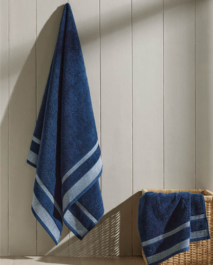 Hygro Cotton Hand Towel, 600 GSM, Solid, Midnight Blue