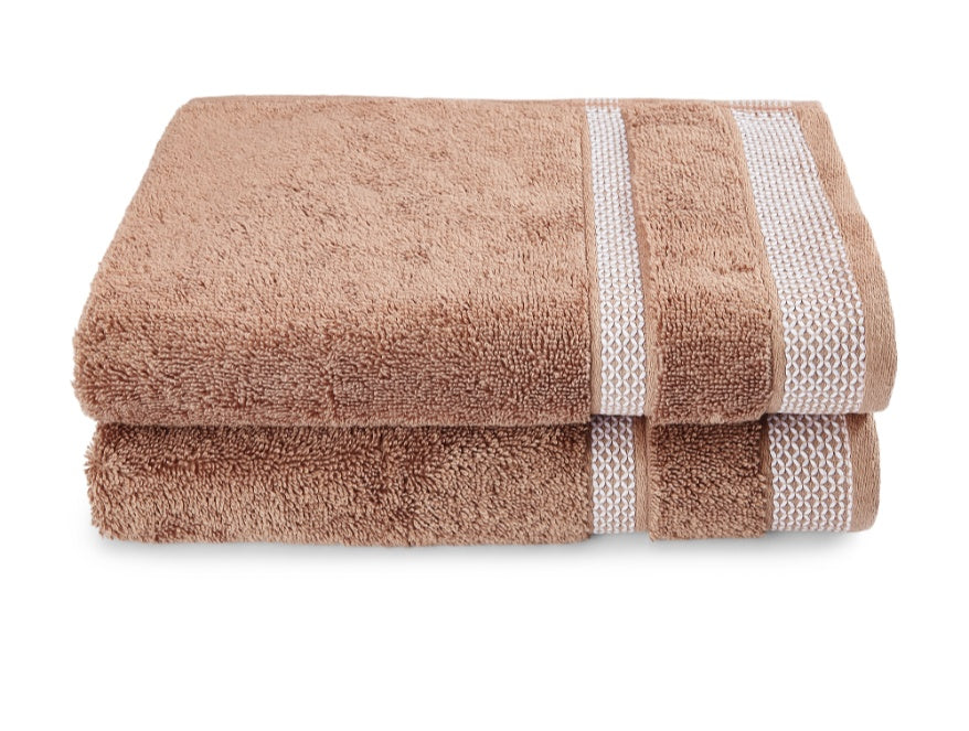 Maple Sugar - Light Brown 2 Piece 100% Cotton Hand Towel - Hygro By Spaces