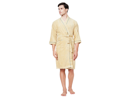 Desert/Teal-Light Brown 1 Piece 100% Cotton Bath Robe - Exotica By Spaces-1054798