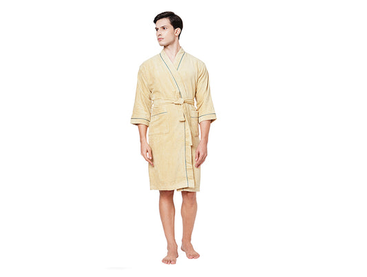 Dark Green/Teal-Dark Blue 1 Piece 100% Cotton Bath Robe - Exotica By Spaces-1054801