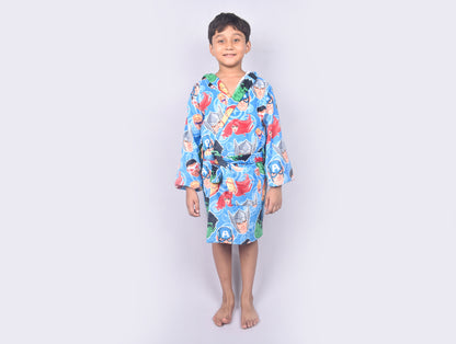 Marvel Avengers Easy Care Blue 100% Cotton Small Bath Robe - By Spaces