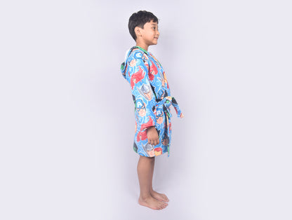 Marvel Avengers Easy Care Blue 100% Cotton Small Bath Robe - By Spaces