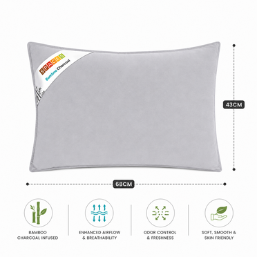 Solid White Cotton Rich Pillow - Bamboo Charcoal By Spaces