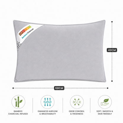 Solid White Cotton Rich Pillow - Bamboo Charcoal By Spaces