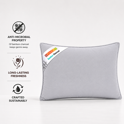 Solid White Cotton Rich Pillow - Bamboo Charcoal By Spaces