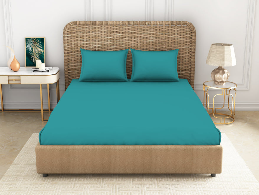 Teal 100% Cotton Large Bedsheet - Essentials By Spaces