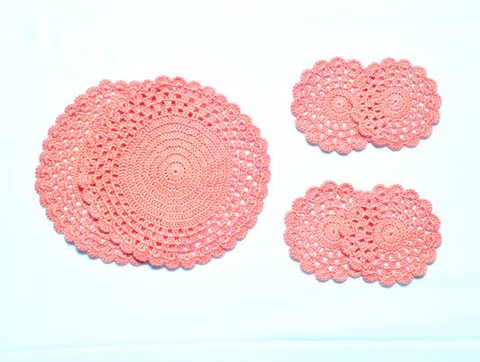 Spaces Spun 100% Cotton Coasters-Peach