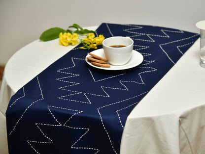 Handcrafted Blue 100% Cotton Runner - Spun By Spaces-1057366