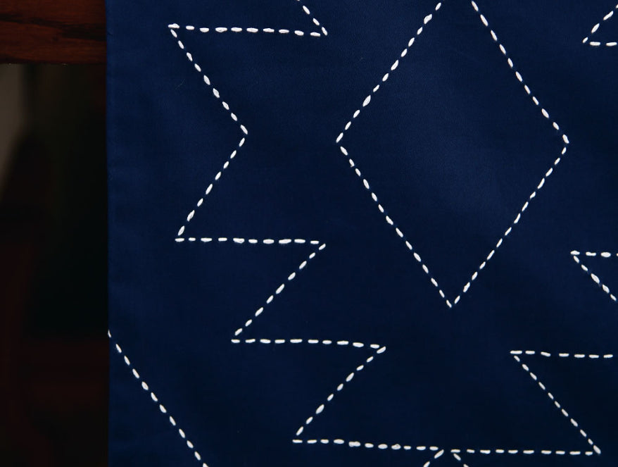 Handcrafted Blue 100% Cotton Runner - Spun By Spaces-1057366