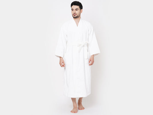 Welspun Hospitality 100% Cotton Bath Robe-White