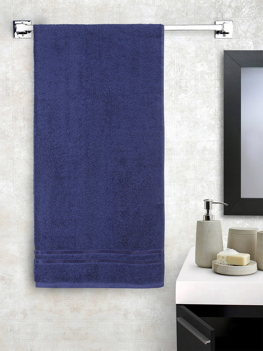 Solid Dark Blue 100% Cotton Quick Absorbent Bath Towel - Quik Dry By Welspun