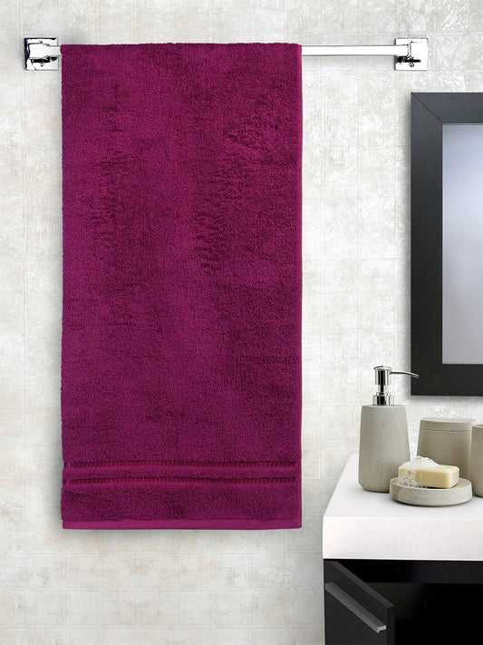 Solid Magenta 100% Cotton Quick Absorbent Bath Towel - Quik Dry By Welspun