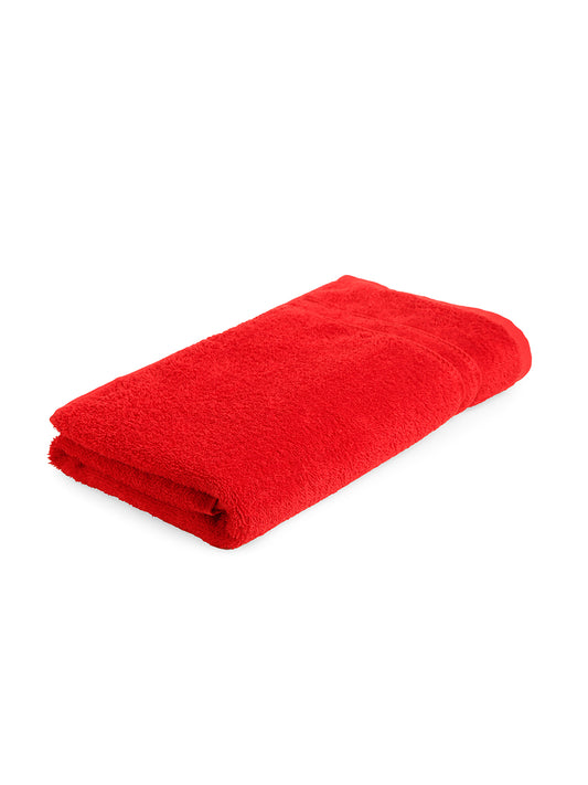 Solid True Red 100% Cotton Quick Absorbent Bath Towel - Quik Dry By Welspun