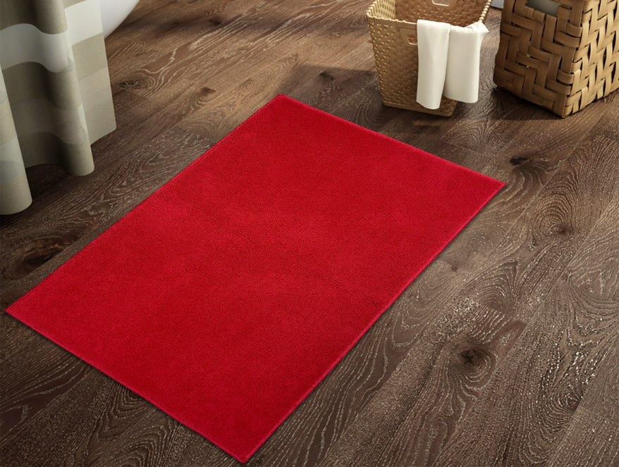 Anti Skid Red Drylon Small Bath Mat - Raang By Welspun