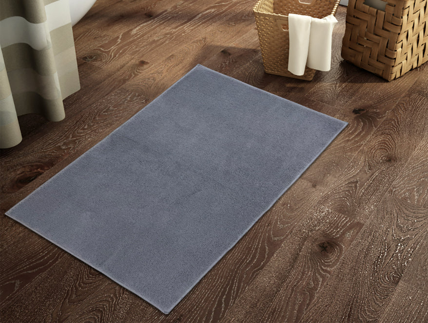 Anti Skid Gunmental Grey Drylon Small Bath Mat - Raang By Welspun