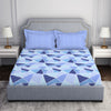 Geometric Light Blue 100% Cotton Double Bedsheet - Atrium By Spaces