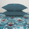 Ornate Blue 100% Cotton Double Bedsheet - Atrium By Spaces