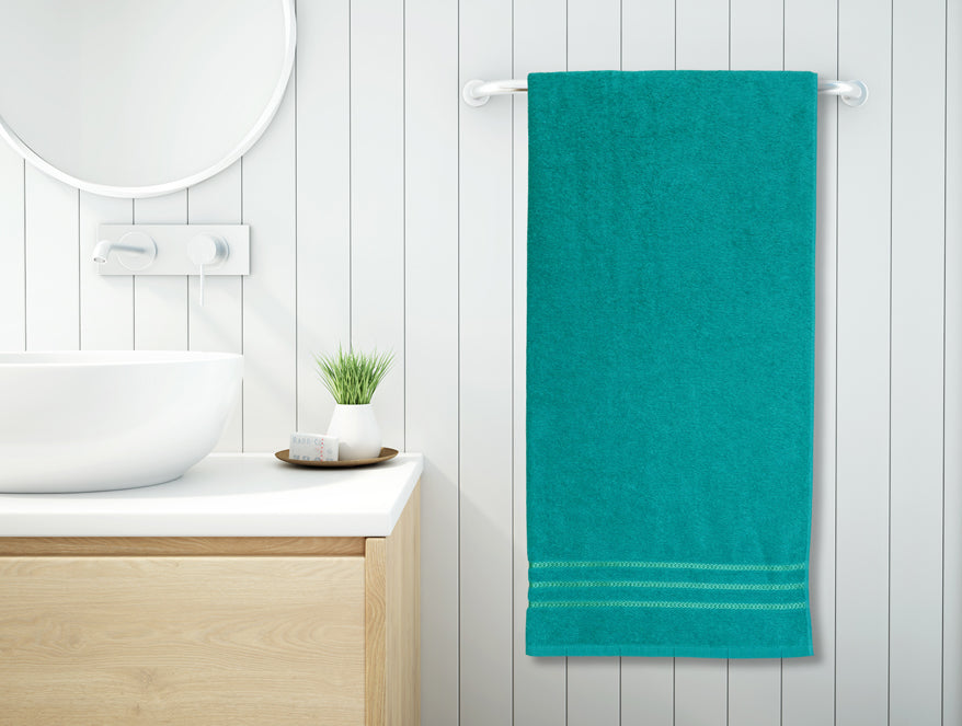 Sea Green-Green  100% Cotton Large Towel - Quik Dry By Welspun