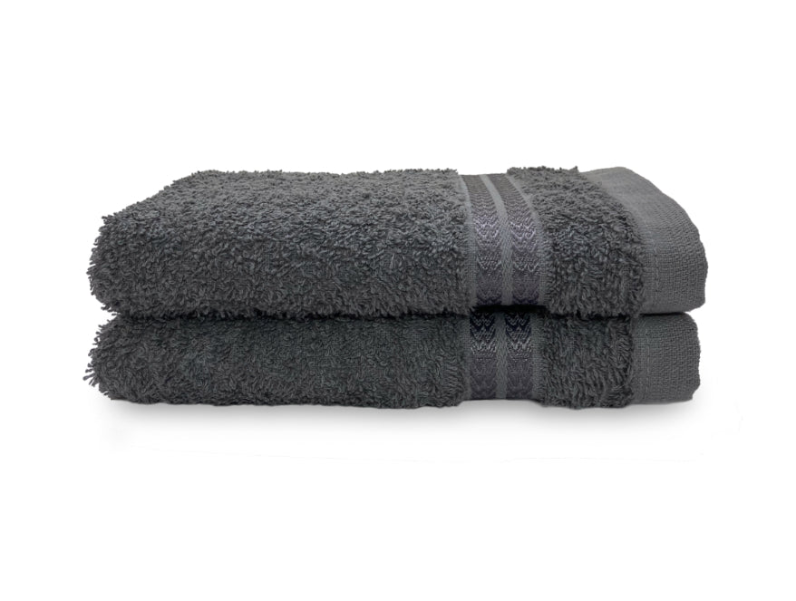 Gunmetal Grey - Dark Grey 2 Piece 100% Cotton Hand Towel - Welspun Anti Bacterial By Welspun