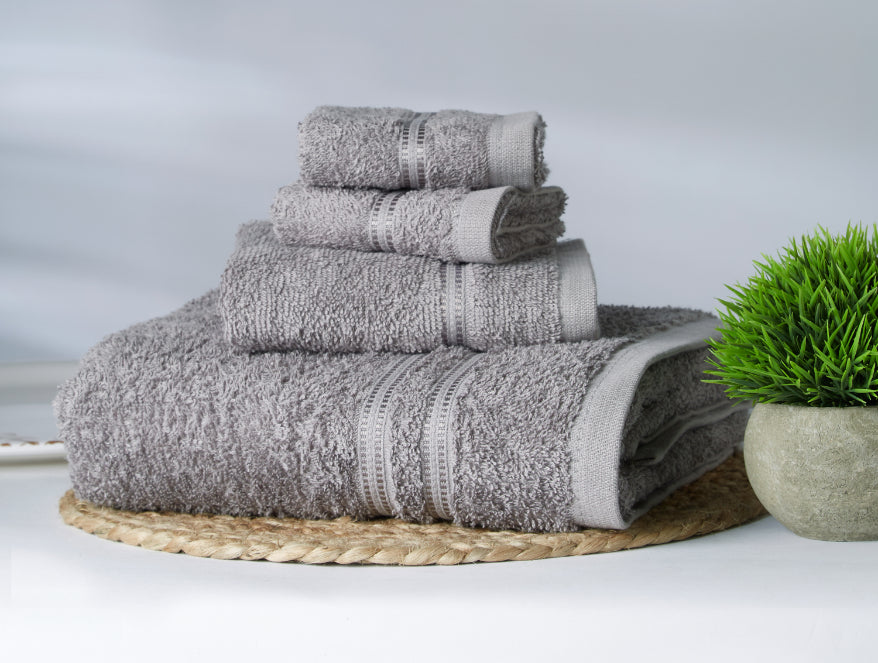 Grey 4 Piece 100% Cotton Towel Combo Set - Moments By Welspun