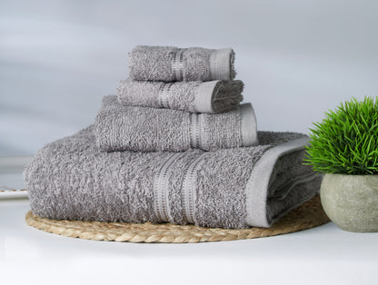 Grey 4 Piece 100% Cotton Towel Combo Set - Moments By Welspun