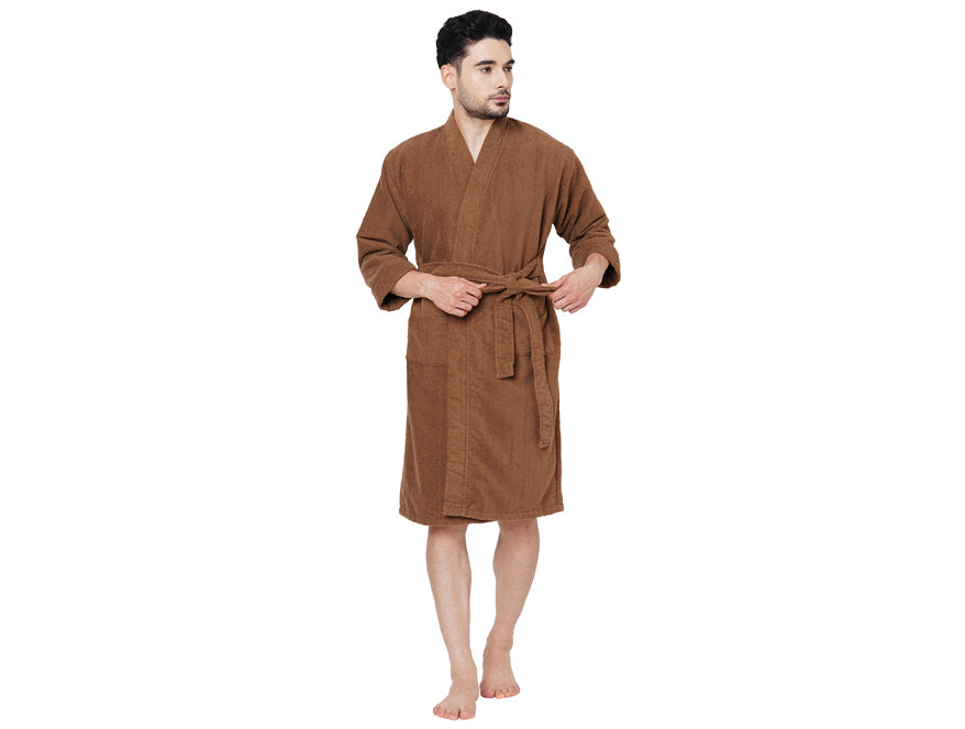 Supersoft Brown Medium Bath Robe - Dew By Welspun