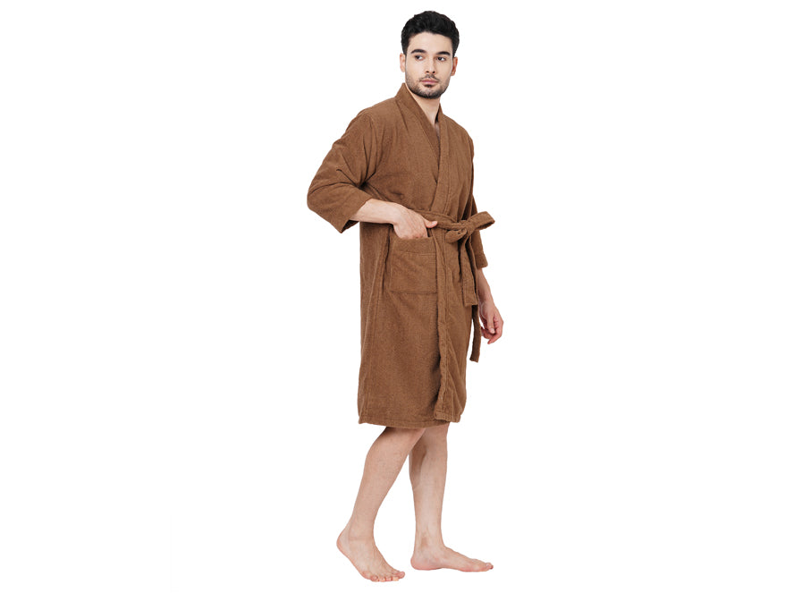 Supersoft Brown Medium Bath Robe - Dew By Welspun