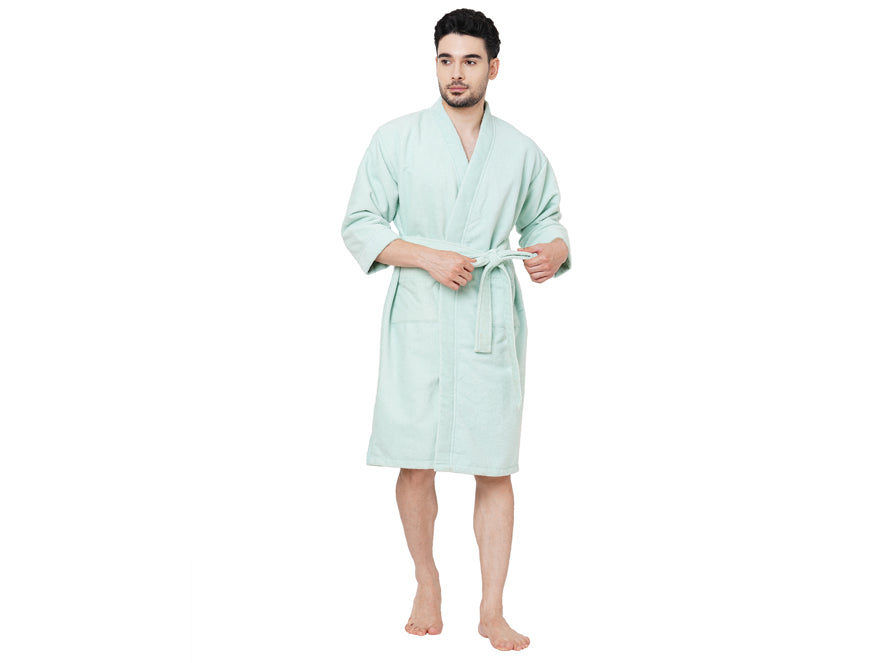 Mint-Light Green  100% Cotton Bath Robe - Welspun Dew By Welspun